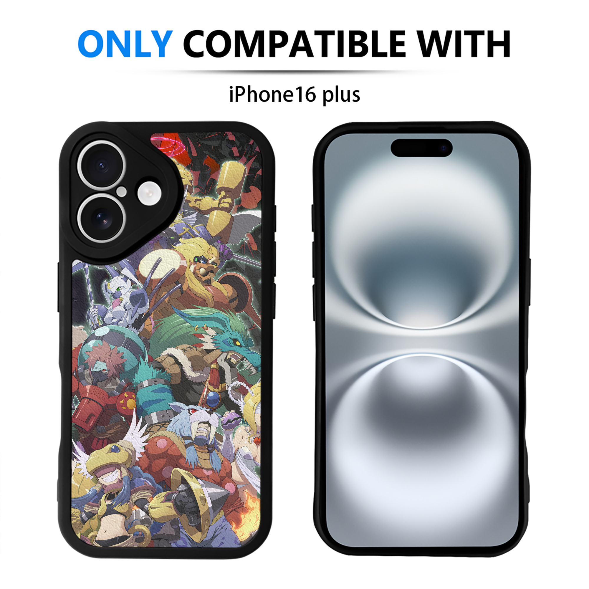 （画像用） Digimon デジタルモンスター/デジモン 【iPhone 16シリーズ対応】シリコンスマホケース（レザー調） 材質：シリコン